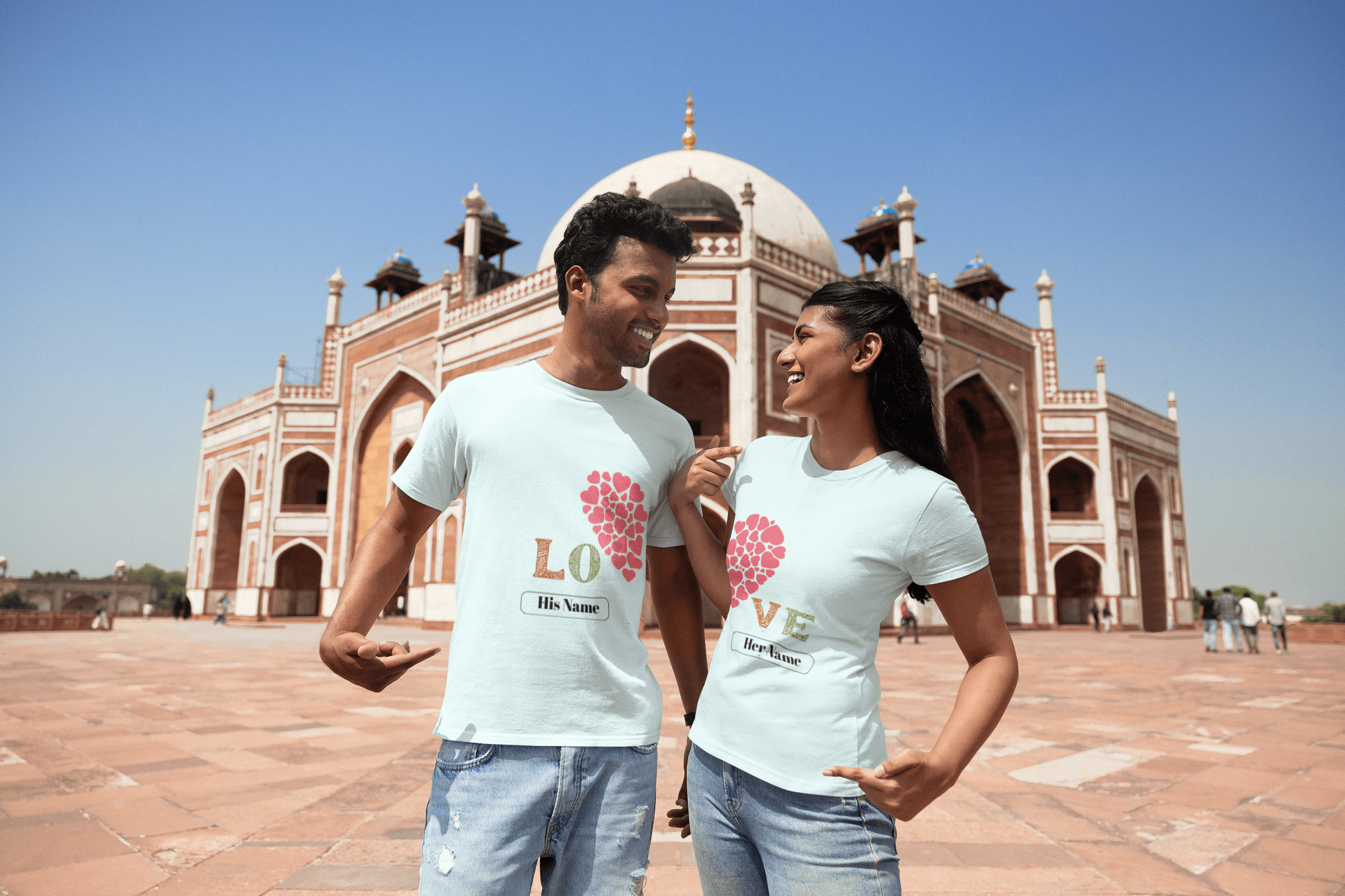 His & Her Heart Personalized Couple Tees