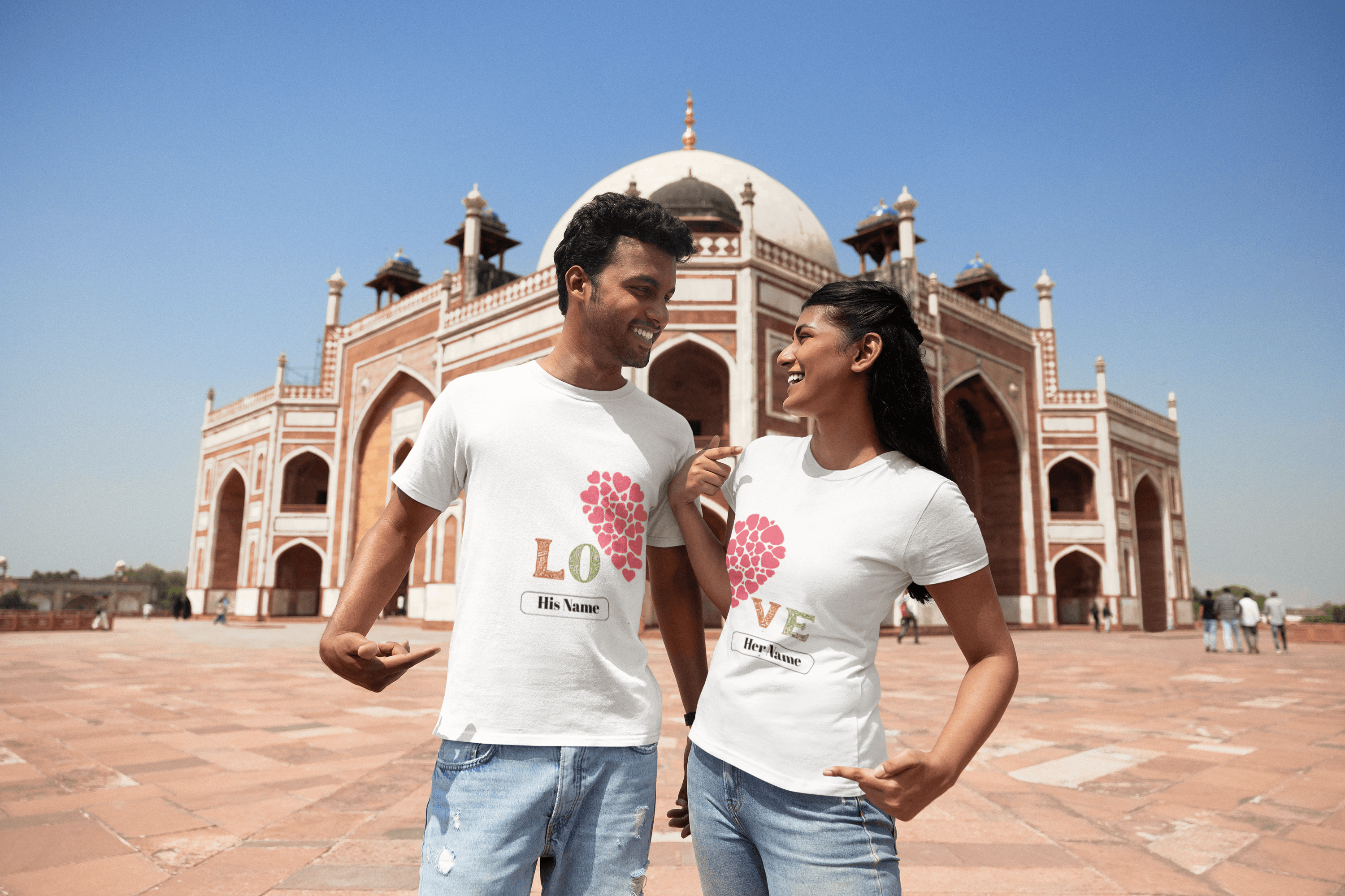 His & Her Heart Personalized Couple Tees