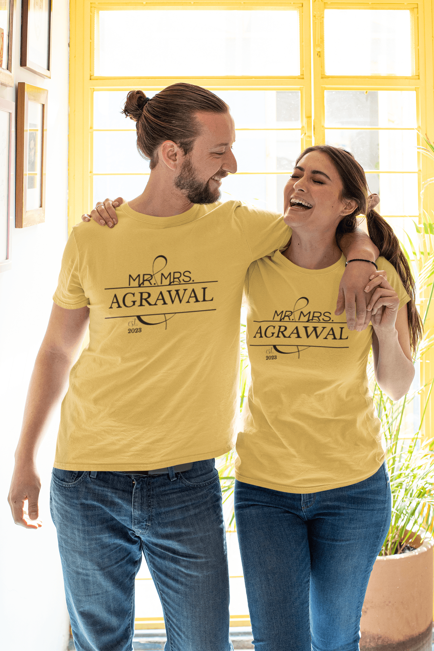 Mr. & Mrs. Custom Surname Couple Tees